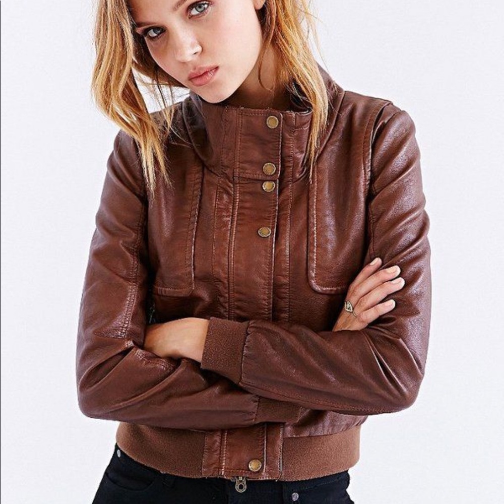 UO members only vegan leather jacket
